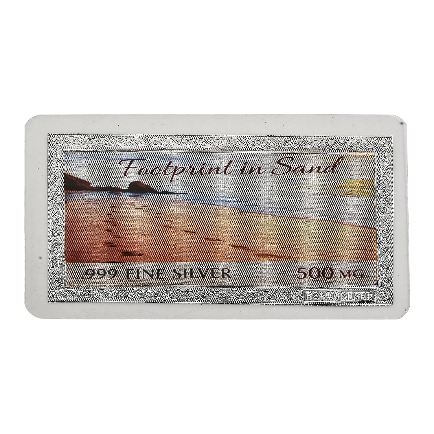 999 Fine Silver Footprint in Sand Embossed Bar 500 mg