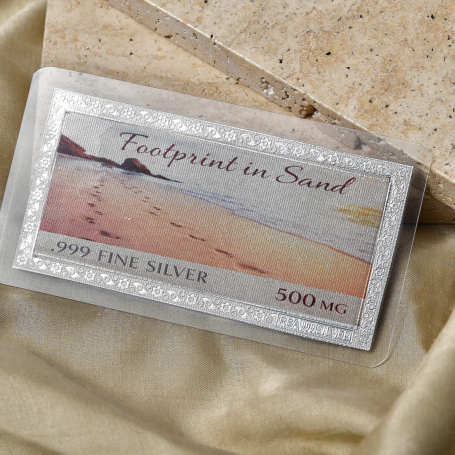 999 Fine Silver Footprint in Sand Embossed Bar 500 mg