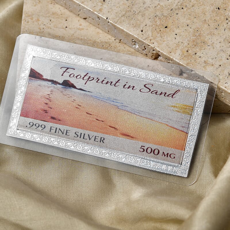 999 Fine Silver Footprint in Sand Embossed Bar 500 mg