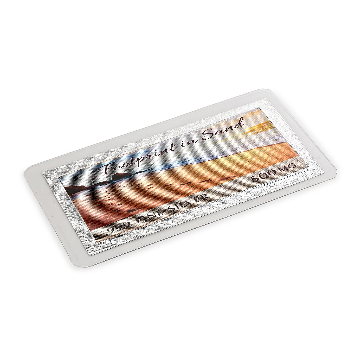 999 Fine Silver Footprint in Sand Embossed Bar 500 mg