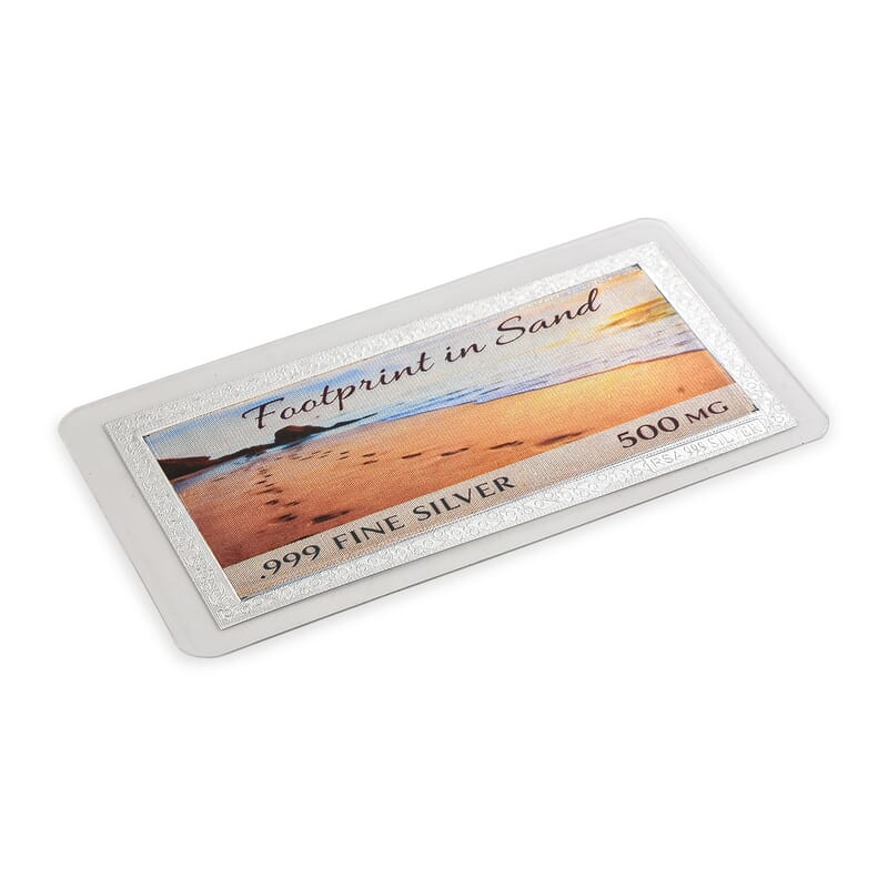 999 Fine Silver Footprint in Sand Embossed Bar 500 mg