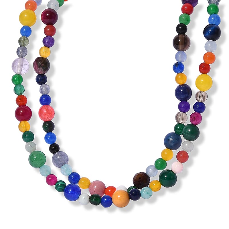 Multi Gemstone 230.00 ctw Beaded Necklace (50 Inches)