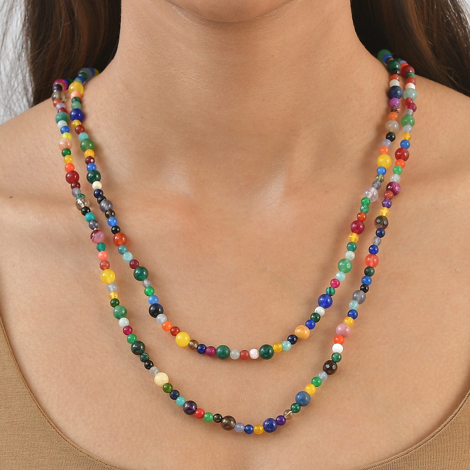 Multi Gemstone 230.00 ctw Beaded Necklace (50 Inches)