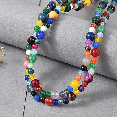 Multi Gemstone 230.00 ctw Beaded Necklace (50 Inches)