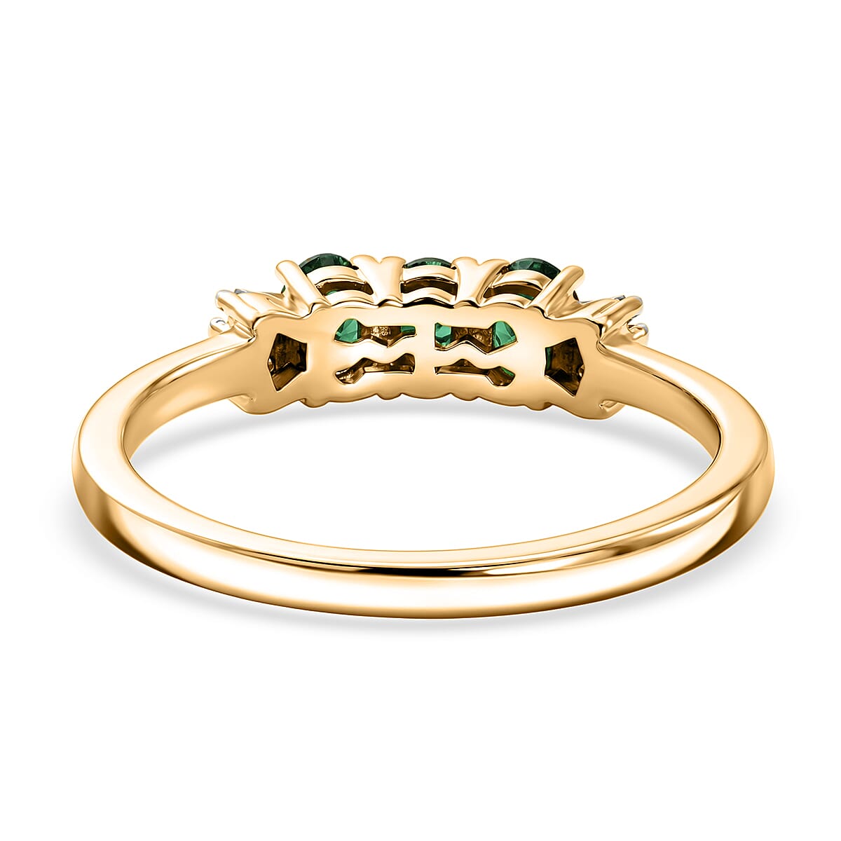 D'Joy Premium Tsavorite Garnet and Diamond 0.60 ctw Royal Trilogy Ring in 18K Vermeil Yellow Gold Over Sterling Silver (Size 5.0)