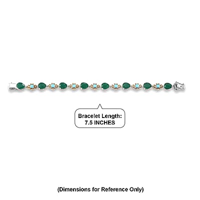 EverTrue Verde Onyx and Premium Sleeping Beauty Turquoise 14.75 ctw Forest Whisper Bracelet in 18K YG Plated and Platinum Bond (7.25 In)