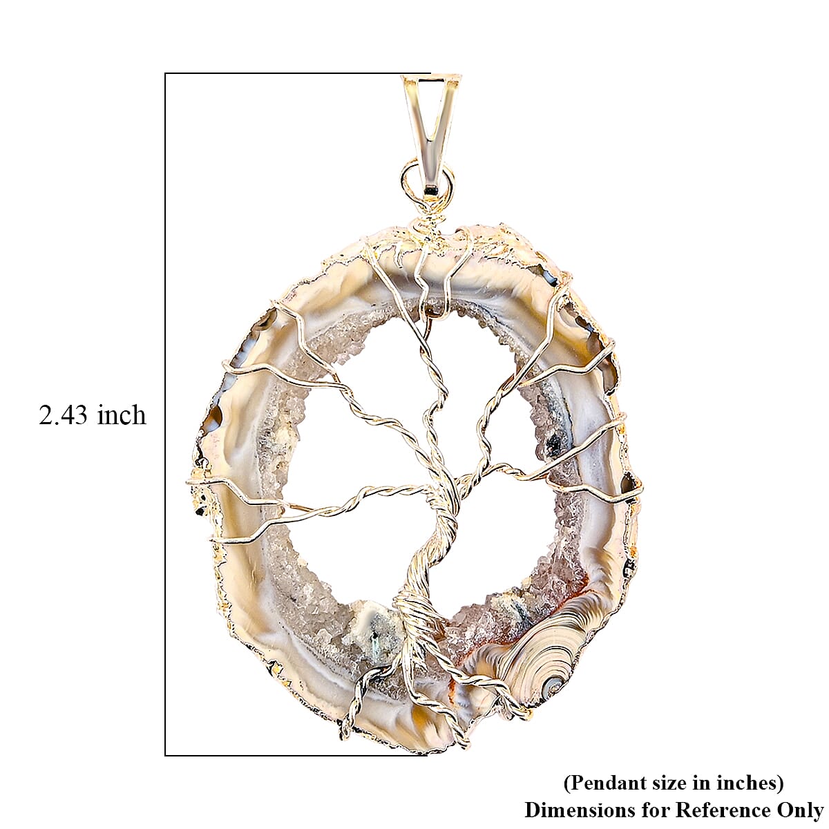 Light Quartz Geode 70.00 ctw Pendant without Chain in Silvertone