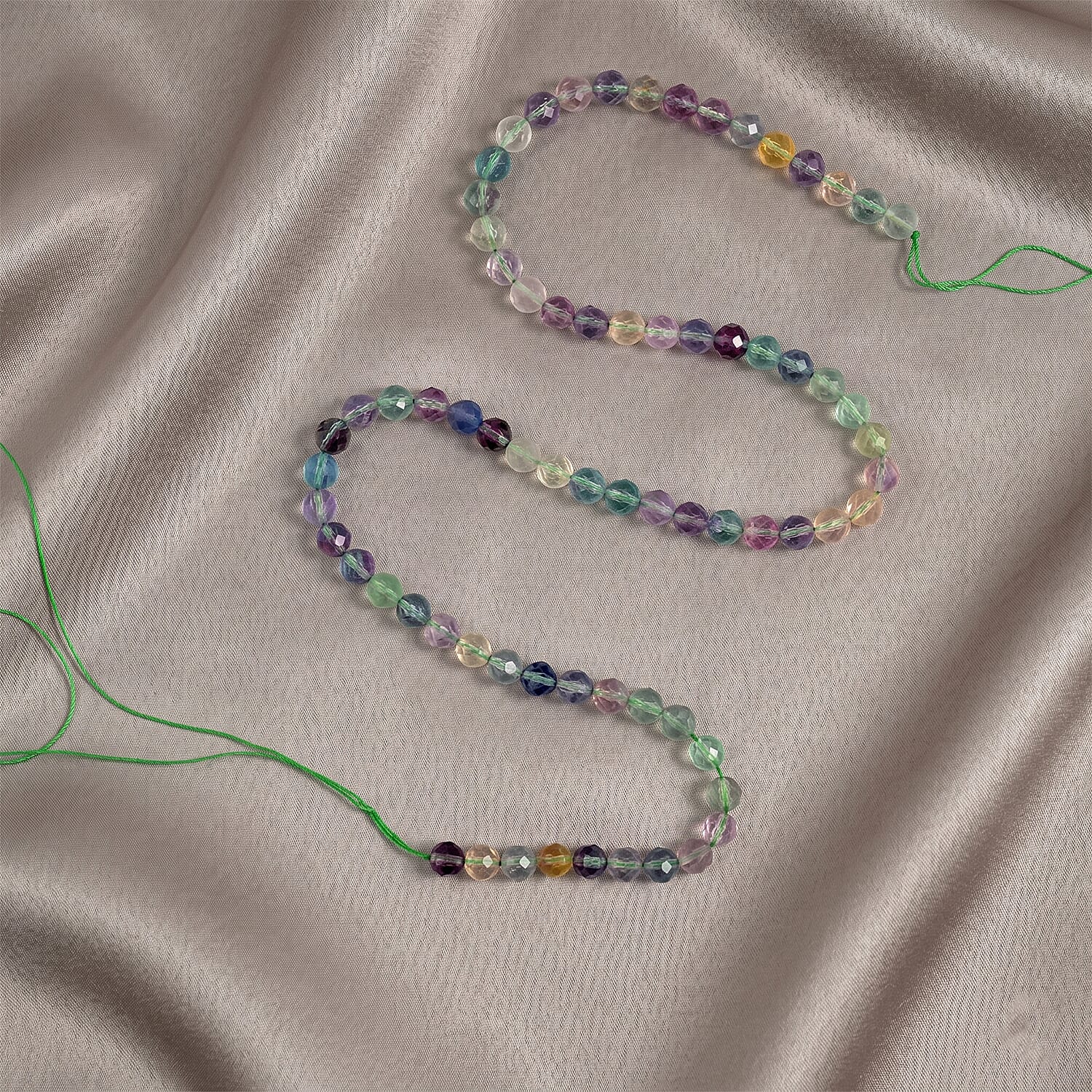GCS Rainbow Fluorite Round Beaded Strand (15 Inches) 83.85 ctw