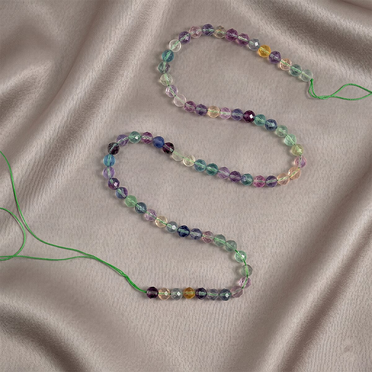 GCS Rainbow Fluorite Round Beaded Strand (15 Inches) 83.85 ctw image number 1