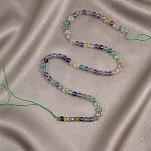 GCS Rainbow Fluorite Round Beaded Strand (15 Inches) 83.85 ctw