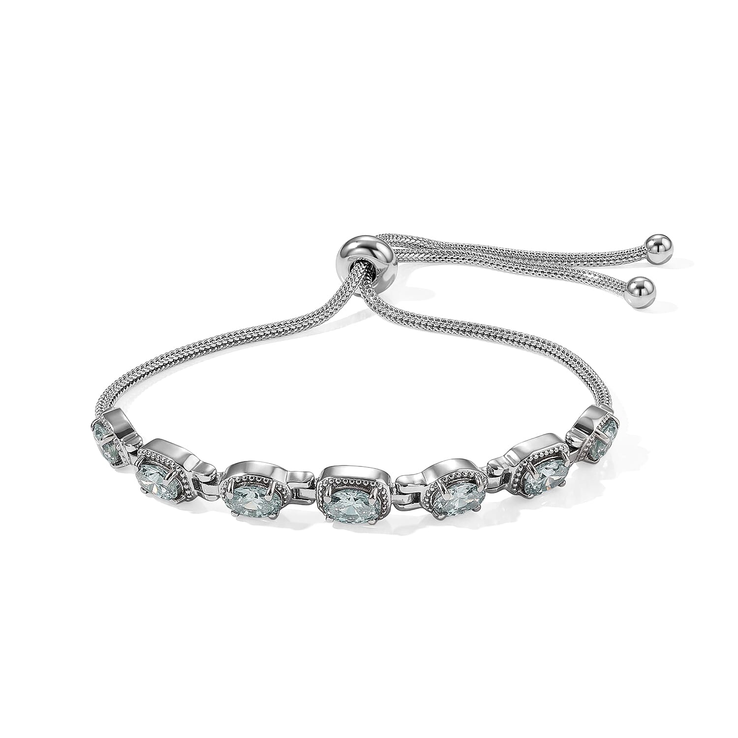EverTrue Blue Moissanite 3.10 ctw Bracelet in Stainless Steel (10.50 In)