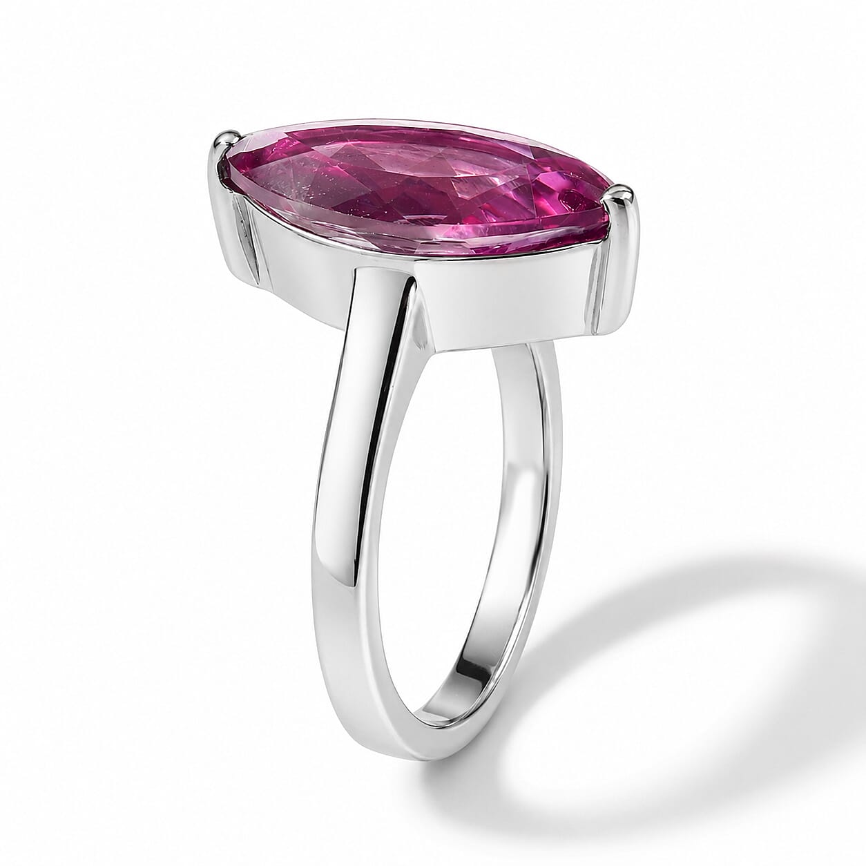 EverTrue Pure Pink Mystic Topaz 6.90 ctw Solitaire Ring in Stainless Steel (Size 7.0)