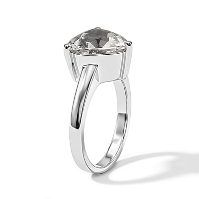 EverTrue White Topaz 6.50 ctw Solitaire Ring in Stainless Steel (Size 6.0)