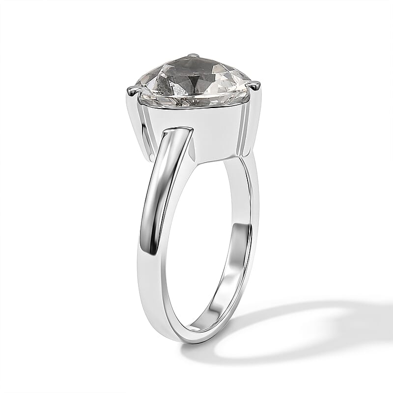 EverTrue White Topaz 6.50 ctw Solitaire Ring in Stainless Steel (Size 6.0)