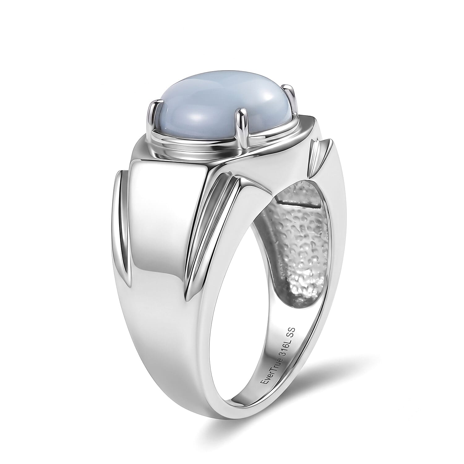 EverTrue Oregon Blue Opal 4.10 ctw Men's Ring in Stainless Steel (Size 10.0)