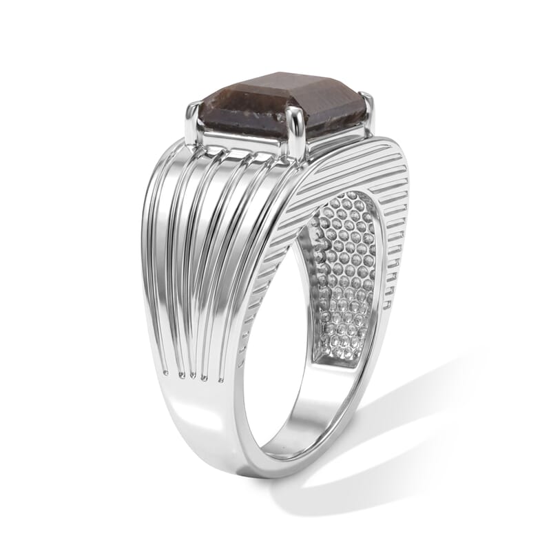 EverTrue Chocolate Sapphire 5.40 ctw Men's Ring in Stainless Steel (Size 9.0)