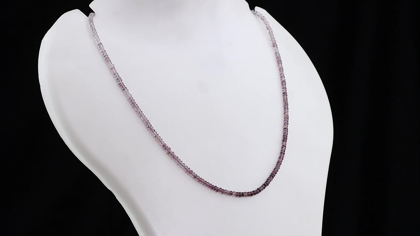 D''Joy Premium Lavender Spinel Beaded Necklace (18-20 Inches) in Rhodium Over Sterling Silver 45.00 ctw.