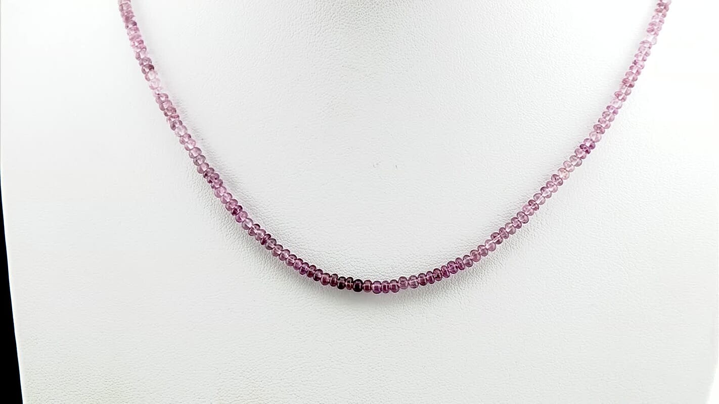 D''Joy Premium Lavender Spinel Beaded Necklace (18-20 Inches) in Rhodium Over Sterling Silver 45.00 ctw.