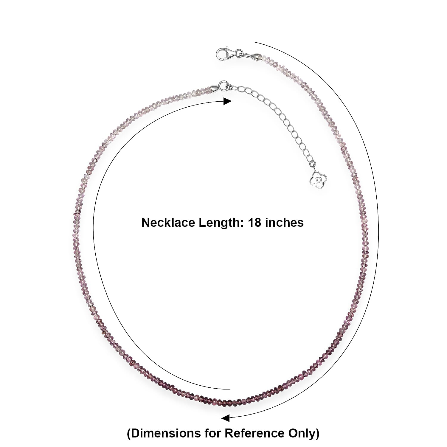 D'Joy Premium Lavender Spinel 45.00 ctw Beaded Necklace in Rhodium Over Sterling Silver 18-20 Inches