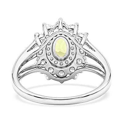 Hebei Peridot and Simulated Diamond 2.50 ctw Ring in Sterling Silver (Size 9.0)