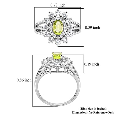 Hebei Peridot and Simulated Diamond 2.50 ctw Ring in Sterling Silver (Size 9.0)