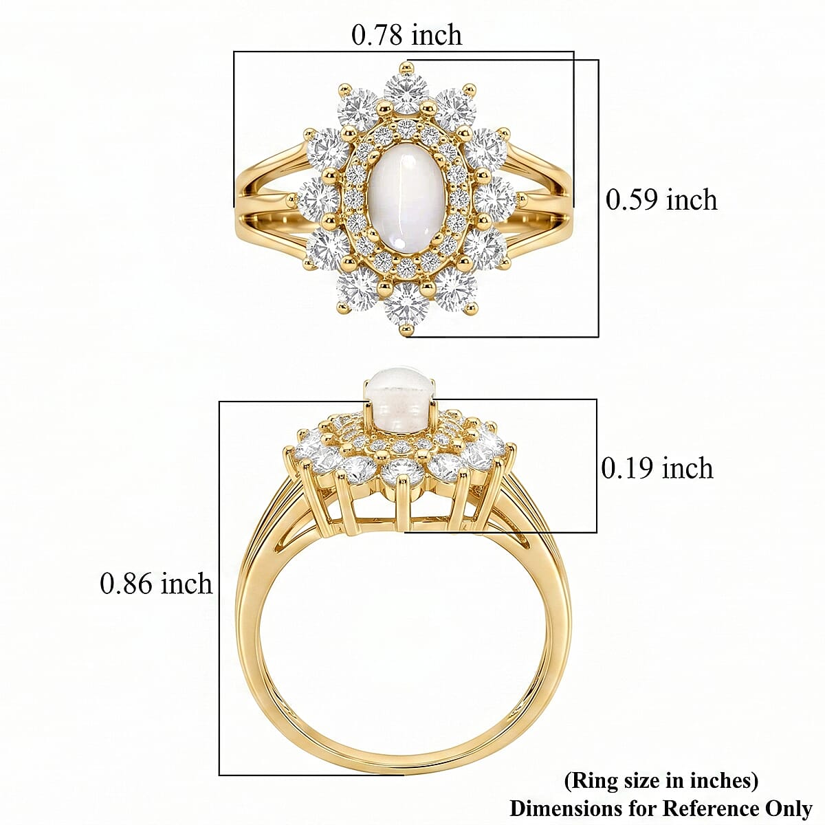 Pearl and Simulated Diamond 1.10 ctw Ring in 14K YG Over Sterling Silver (Size 7.0)