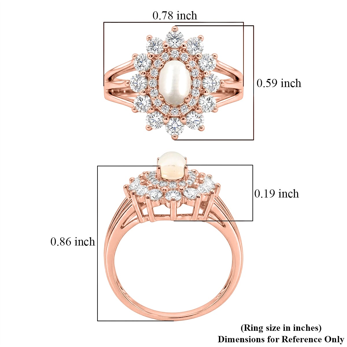 Pearl and Simulated Diamond 1.10 ctw Ring in 14K RG Over Sterling Silver (Size 7.0)