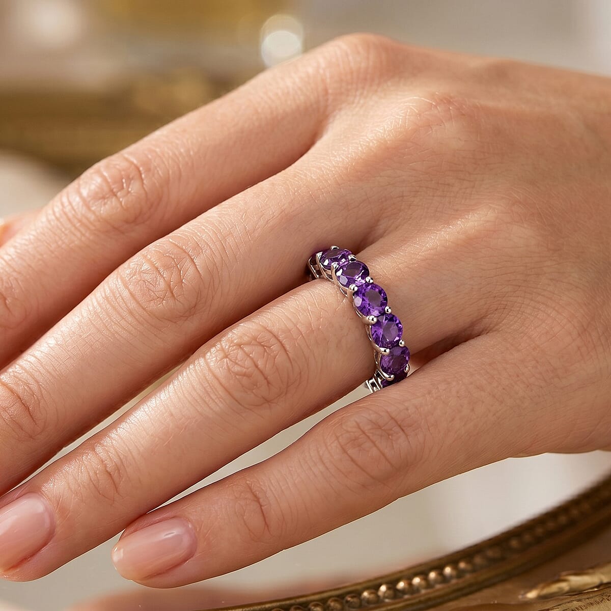 African Amethyst Ring in Sterling Silver (Size 7.0) 1.75 ctw image number 2