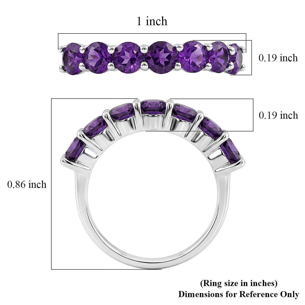 African Amethyst Ring in Sterling Silver (Size 7.0) 1.75 ctw image number 5