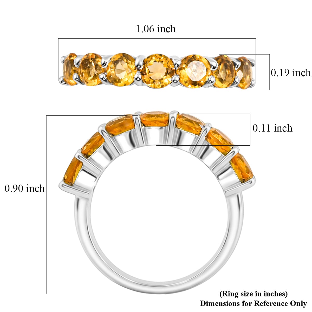 Brazilian Citrine 1.75 ctw Ring in Sterling Silver (Size 8.0) image number 5