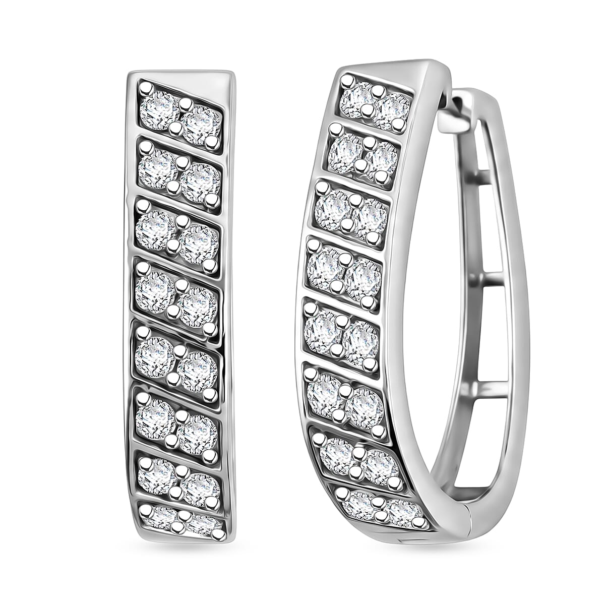 Luxuriant Lab Grown Diamond VS 1.60 ctw Hoop Earrings in Sterling Silver