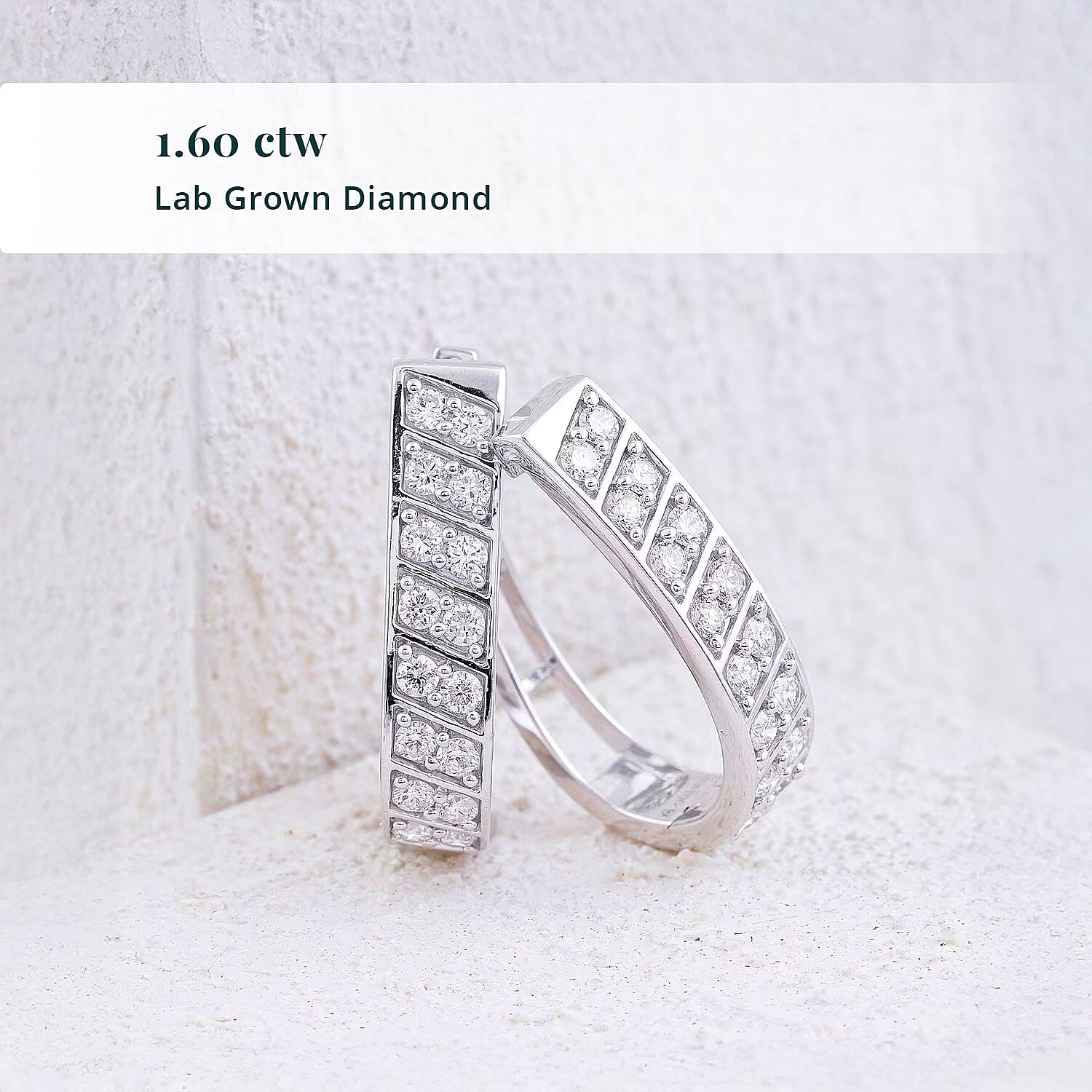 Luxuriant Lab Grown Diamond VS 1.60 ctw Hoop Earrings in Sterling Silver