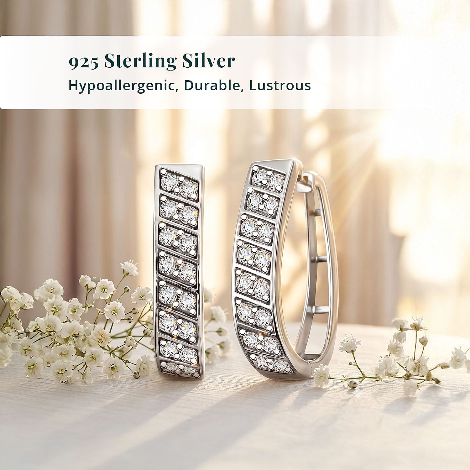 Luxuriant Lab Grown Diamond VS 1.60 ctw Hoop Earrings in Sterling Silver