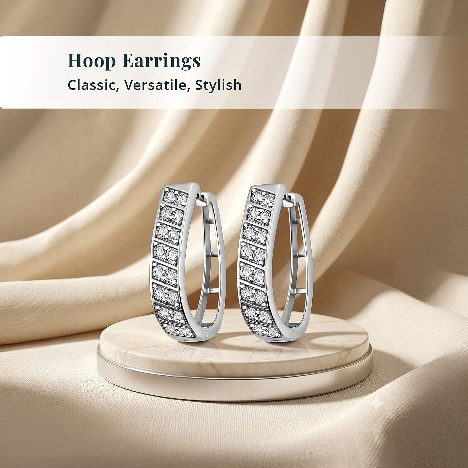 Luxuriant Lab Grown Diamond VS 1.60 ctw Hoop Earrings in Sterling Silver