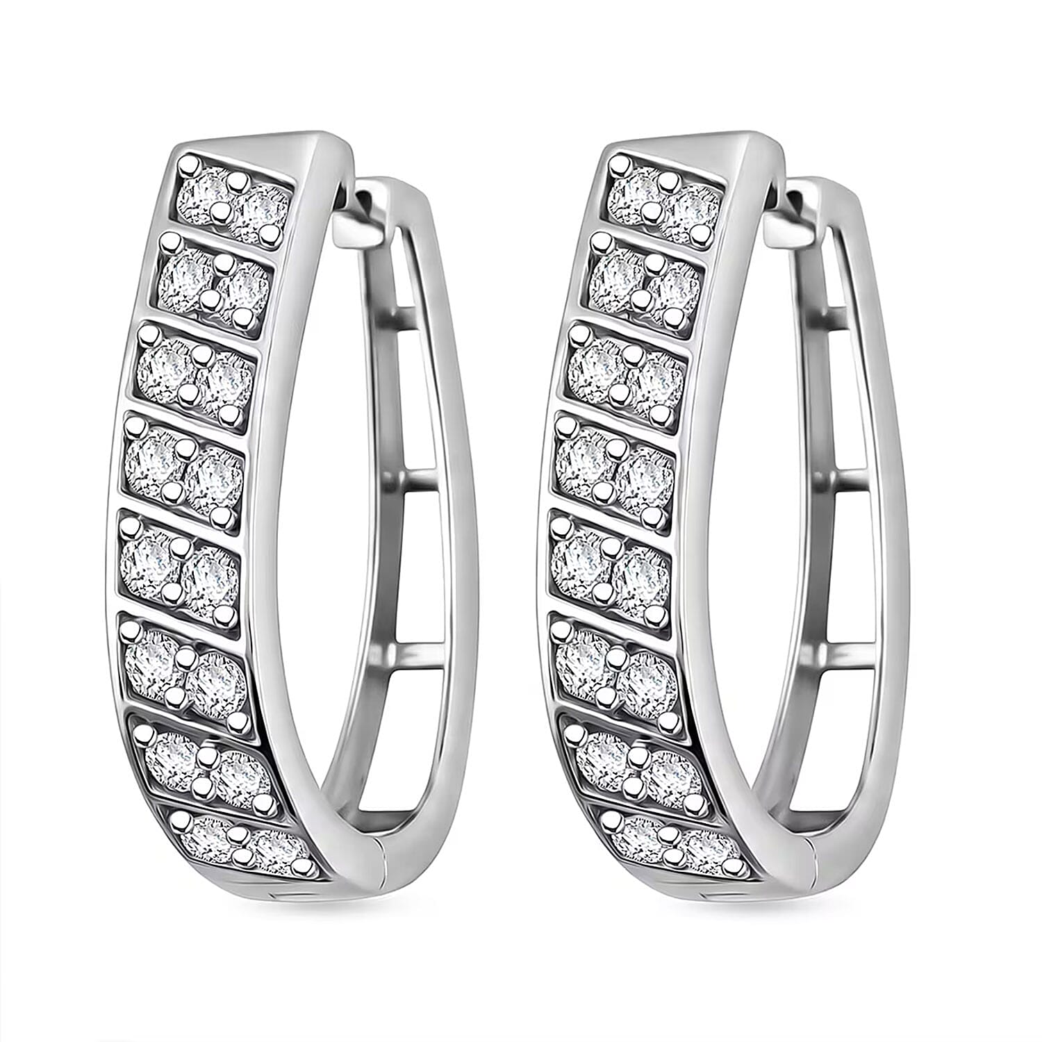 Luxuriant Lab Grown Diamond VS 1.60 ctw Hoop Earrings in Sterling Silver