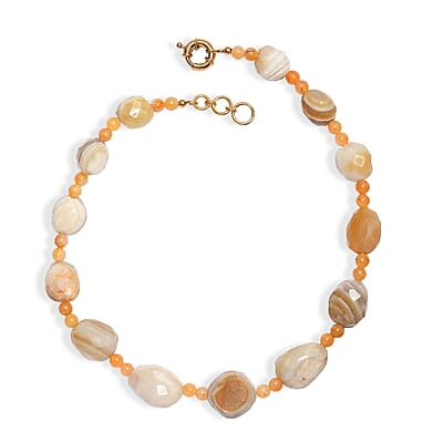 EverTrue Yellow Aventurine and Banded Agate 475.00 ctw Beaded Necklace in 18K YG Plated 18-19 Inches
