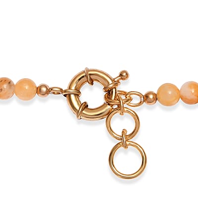 EverTrue Yellow Aventurine and Banded Agate 475.00 ctw Beaded Necklace in 18K YG Plated 18-19 Inches