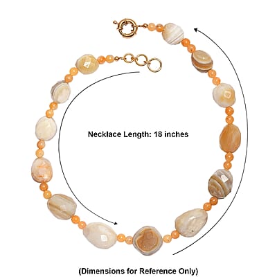 EverTrue Yellow Aventurine and Banded Agate 475.00 ctw Beaded Necklace in 18K YG Plated 18-19 Inches