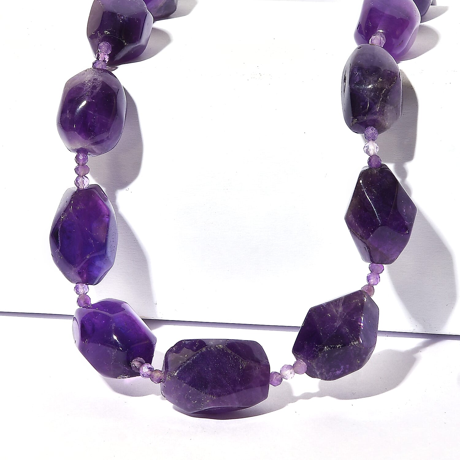 EverTrue African Amethyst 500.00 ctw Beaded Necklace in 18K YG Plated 18-19 Inches
