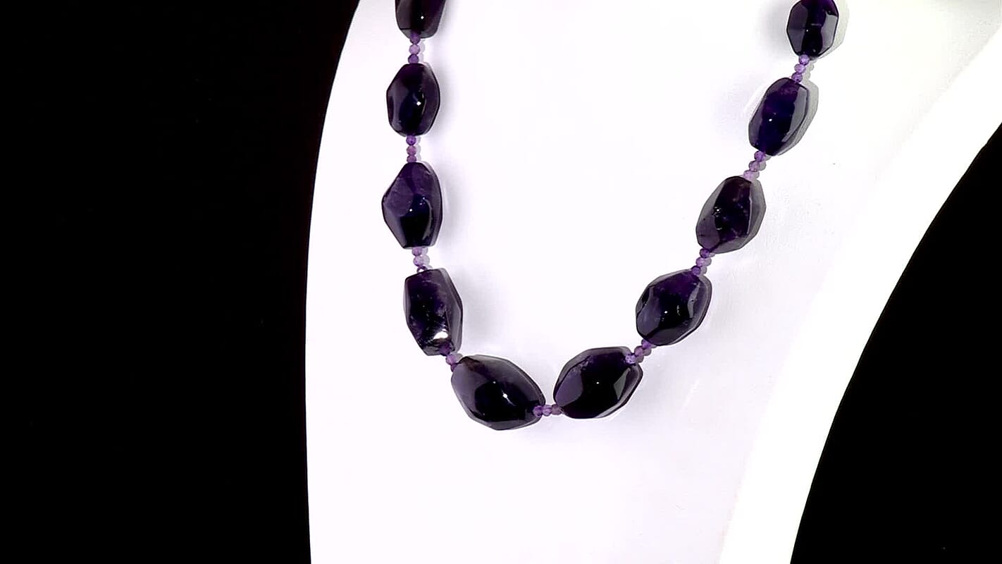 EverTrue African Amethyst 500.00 ctw Beaded Necklace in 18K YG Plated 18-19 Inches