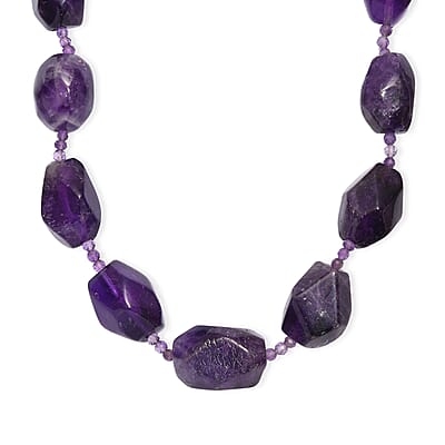 EverTrue African Amethyst 500.00 ctw Beaded Necklace in 18K YG Plated 18-19 Inches