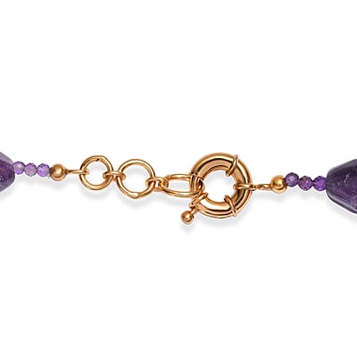 EverTrue African Amethyst 500.00 ctw Beaded Necklace in 18K YG Plated 18-19 Inches