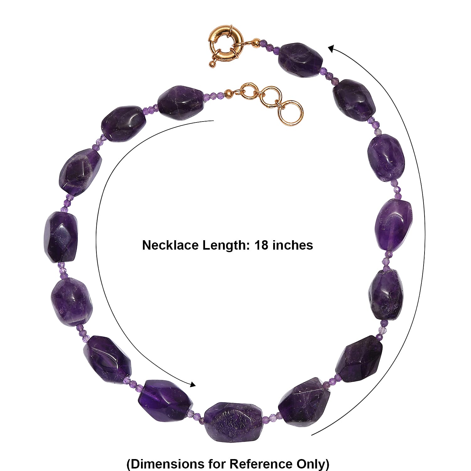 EverTrue African Amethyst 500.00 ctw Beaded Necklace in 18K YG Plated 18-19 Inches