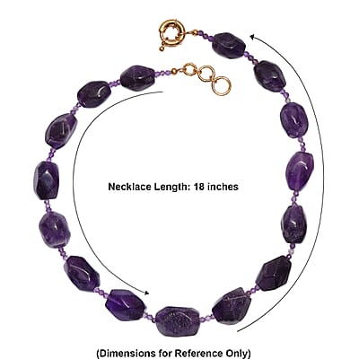 EverTrue African Amethyst 500.00 ctw Beaded Necklace in 18K YG Plated 18-19 Inches