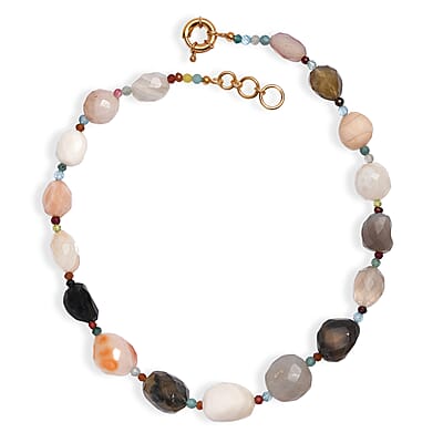EverTrue Multi Gemstone and Multi Agate 430.00 ctw Beaded Necklace in 18K YG Plated 18-19 Inches