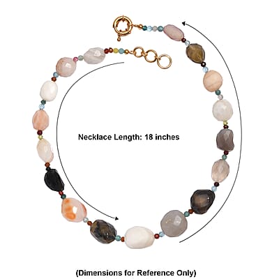 EverTrue Multi Gemstone and Multi Agate 430.00 ctw Beaded Necklace in 18K YG Plated 18-19 Inches