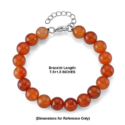 Carnelian 120.00 ctw Beaded Bracelet in Stainless Steel (7.5-9.0In)