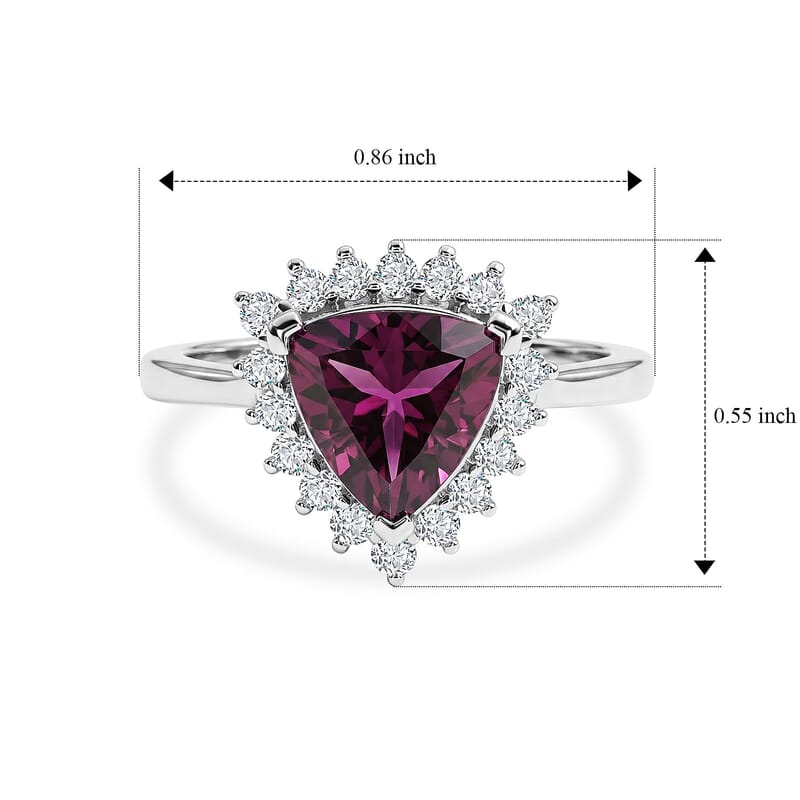 AAA Radiant Ember Garnet and Luxuriant Lab Grown Diamond G-H SI 2.75 ctw Royal Starburst Ring in 10K White Gold (Size  5.0)