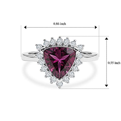 AAA Radiant Ember Garnet and Luxuriant Lab Grown Diamond G-H SI 2.75 ctw Royal Starburst Ring in 10K White Gold (Size  6.0)