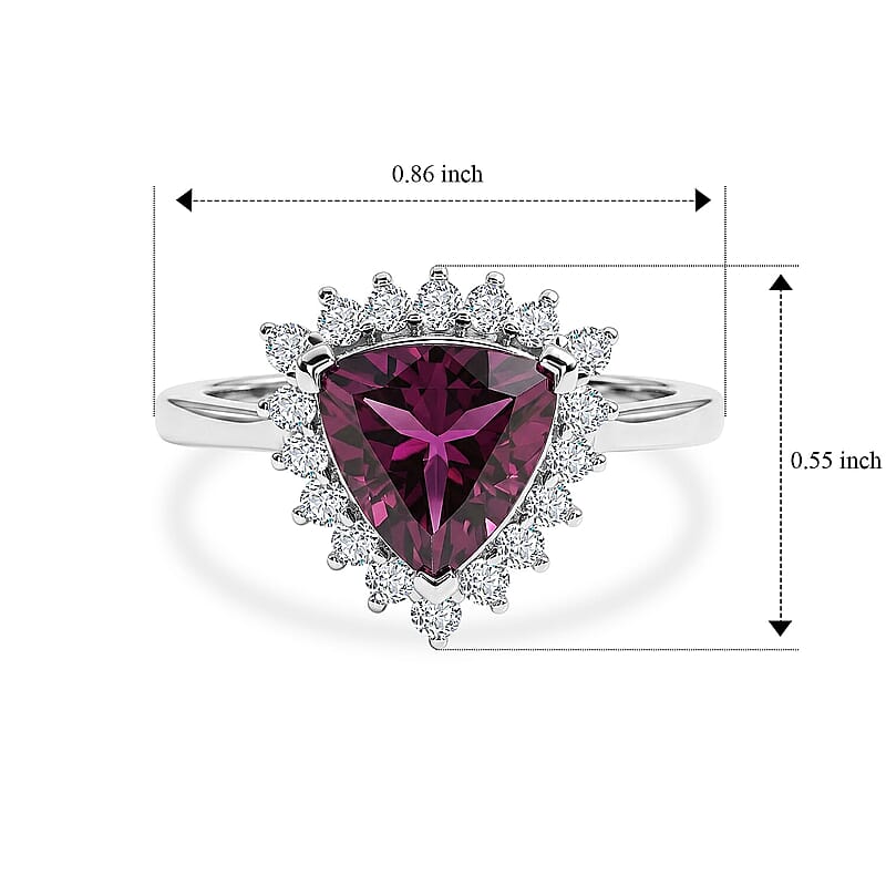 AAA Radiant Ember Garnet and Luxuriant Lab Grown Diamond G-H SI 2.75 ctw Royal Starburst Ring in 10K White Gold (Size  6.5)